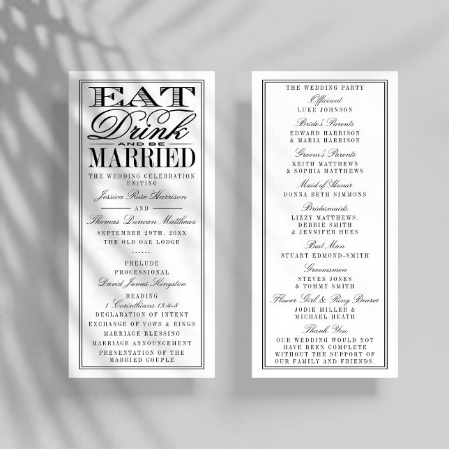 Eat, Drink & Be Married Modern Wedding Program (Creator Uploaded)