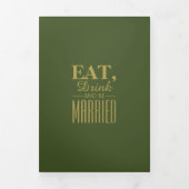 Eat, Drink & be Married Olive & Gold Wedding Suite Tri-Fold Invitation (Cover)