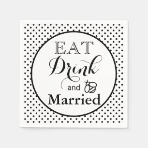 Eat Drink, be Married polka dot pattern honeybee Napkins