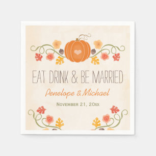 Eat Drink Be Married Pumpkin Fall Wedding Paper Napkins