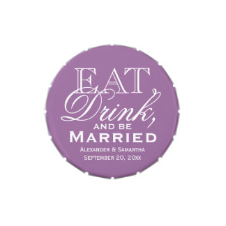 Eat, Drink, Be Married Purple Custom Wedding Favor Candy Tin