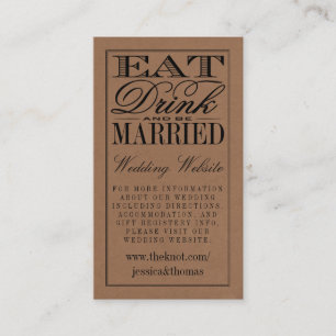 Eat, Drink & Be Married Rustic Kraft Wedding Enclosure Card