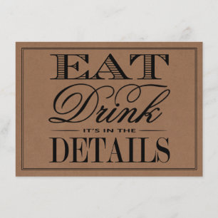 Eat, Drink & Be Married Rustic Kraft Wedding Enclosure Card