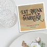 Eat Drink & Be Married Tan Retro Swirls Wedding  Napkins