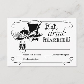 Eat Drink Be Married Vintage Rsvp Reply Cards by weddingtrendy at Zazzle