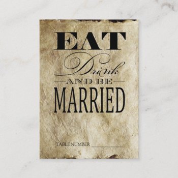 Eat Drink & Be Married  Vintage Table Number Cards by weddingsNthings at Zazzle