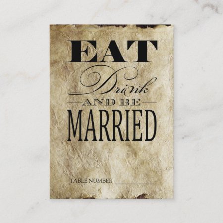 Eat Drink & Be Married, Vintage Table Number Cards