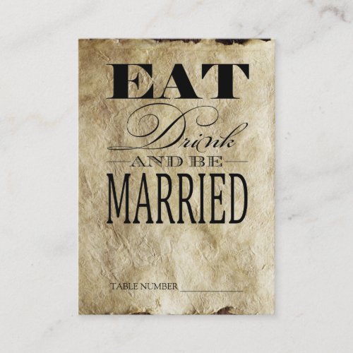 Eat Drink &amp; be Married, Vintage Table Number Cards Business Card Templates