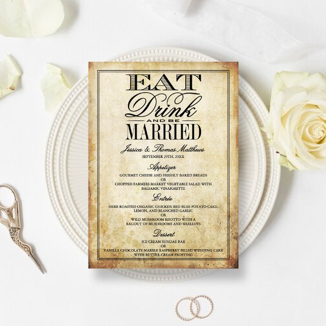 Eat, Drink & Be Married Vintage Wedding Menus (Creator Uploaded)