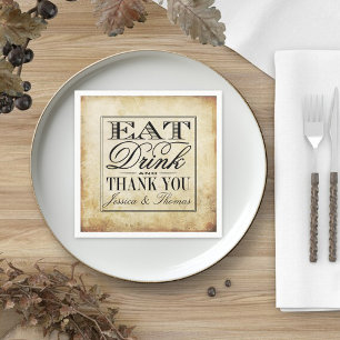 Eat, Drink & Be Married Vintage Wedding Napkins