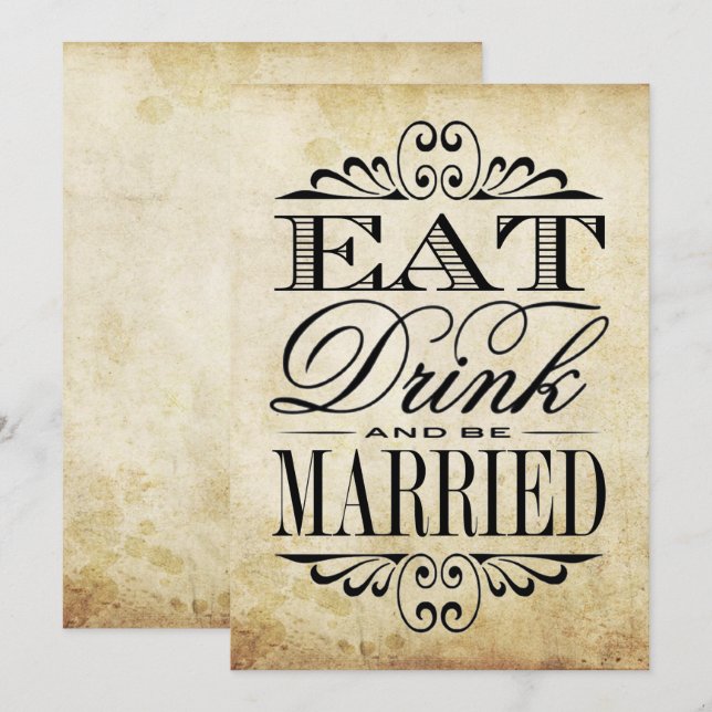 Eat, Drink & Be Married - Vintage Wedding Sign (Front/Back)