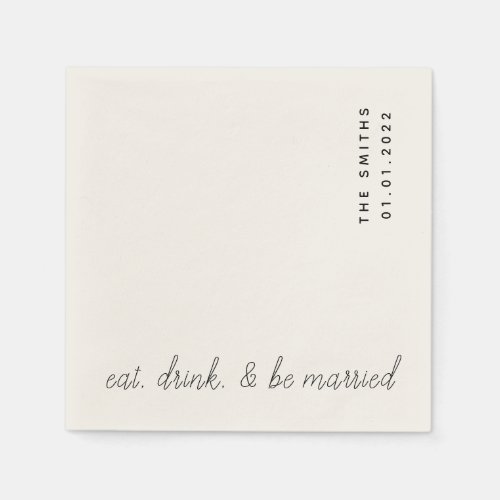 Eat Drink  Be Married Wedding Cocktail Napkins