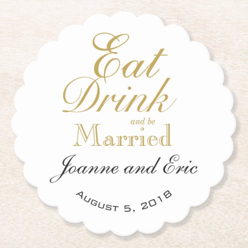 Eat drink  be married wedding pub custom coaster