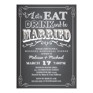 Eat, Drink & Be Married Wedding Rehearsal Dinner Card