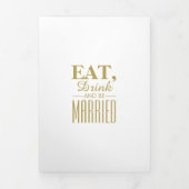 Eat, Drink & be Married White & Gold Wedding Suite Tri-Fold Invitation (Cover)