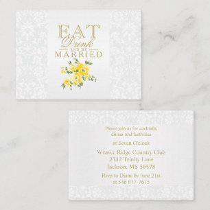Eat, Drink & Be Married Yellow Flower - Reception  Enclosure Card