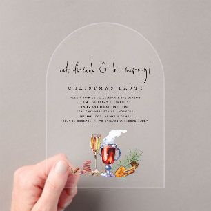 Eat Drink Be Merry Christmas Acrylic Acrylic Invitations