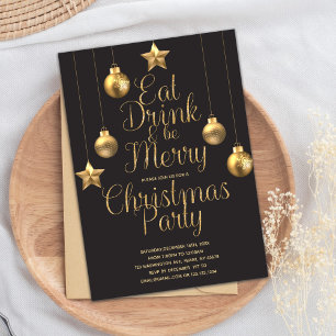Eat, Drink & Be Merry Christmas Birthday Invitation