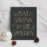 Eat Drink Be Merry Christmas Decor Faux Canvas<br><div class="desc">Preserve the precious moments with personalized wall decor. Makes a great gift!</div>
