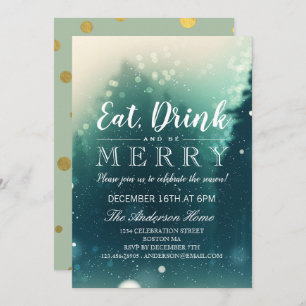 Eat Drink Be Merry Christmas Holiday Dinner Party Invitation