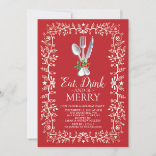 Eat, Drink & Be Merry Christmas Holiday Invitation