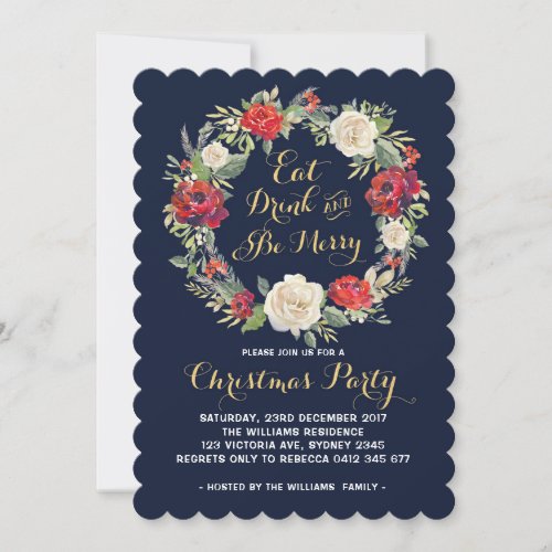 Eat Drink Be Merry Christmas Holiday Invitation