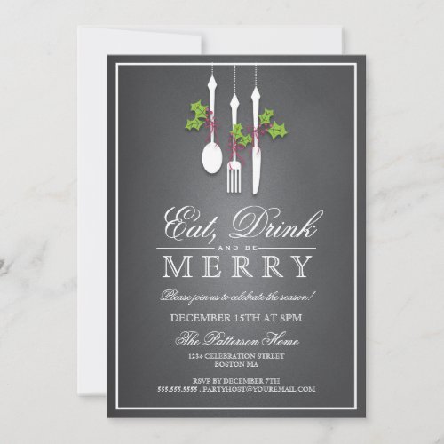 Eat Drink  Be Merry Christmas Holiday Invitation