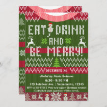 Eat Drink Be Merry Christmas Holiday Knit Sweater Invitation