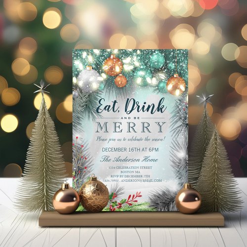 Eat Drink  Be Merry Christmas Holiday Party Card