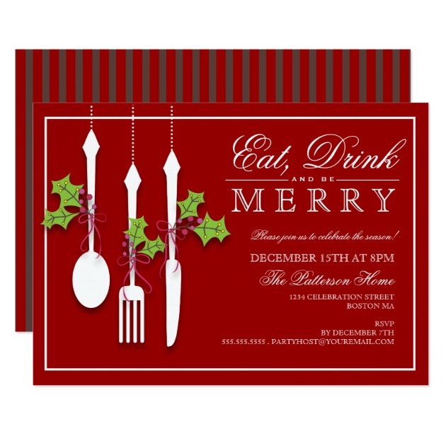 Eat Drink & Be Merry Christmas Holiday Party Invitation