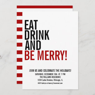Eat Drink & Be Merry Christmas Holiday Party Card