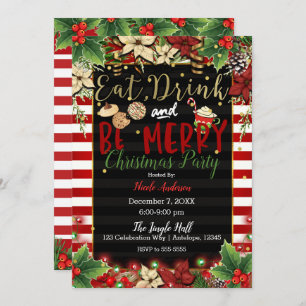 Eat Drink & Be Merry Christmas Holiday Party Invitation