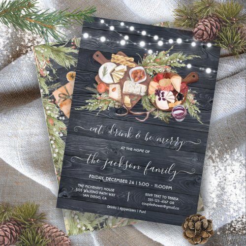 Eat Drink  Be Merry Christmas Holiday Party Invitation