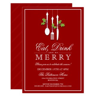 Eat Drink & Be Merry Christmas Holiday Party Invitation