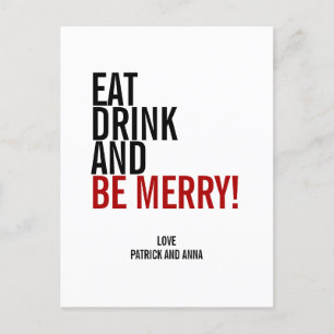 Eat Drink & Be Merry Christmas Holiday Postcard