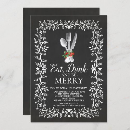 Eat Drink  Be Merry Christmas Invitation