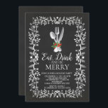 Eat, Drink & Be Merry Christmas Invitation<br><div class="desc">Modern eat,  drink & be merry holiday Christmas invitation featuring a holly leaf frame with dinner utensils.  Flip our unique invite over to view a matching back for an extra special touch.  Perfect holiday season invitation for a neighborhood get together,  office party,  office cocktail party or christmas party, </div>