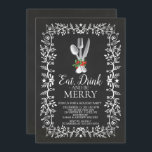 Eat, Drink & Be Merry Christmas Invitation<br><div class="desc">Modern eat,  drink & be merry holiday Christmas invitation featuring a holly leaf frame with dinner utensils.  Flip our unique invite over to view a matching back for an extra special touch.  Perfect holiday season invitation for a neighborhood get together,  office party,  office cocktail party or christmas party, </div>