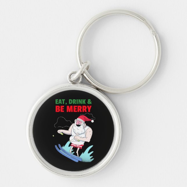 Eat, Drink & Be Merry Christmas Keychain (Front)