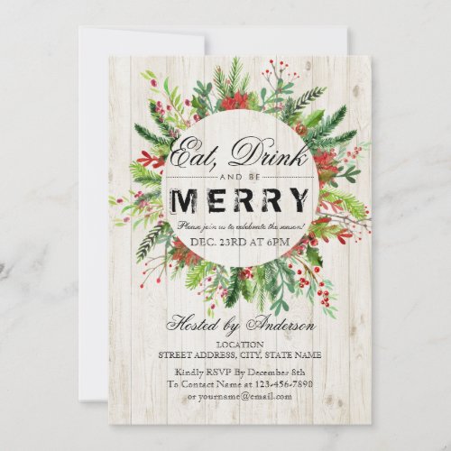 Eat Drink  Be Merry Christmas Party Invitation