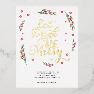 Eat drink & be merry Christmas party invitation