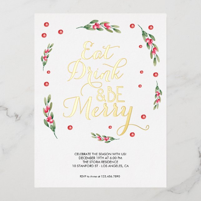 Eat drink & be merry Christmas party invitation (Front)