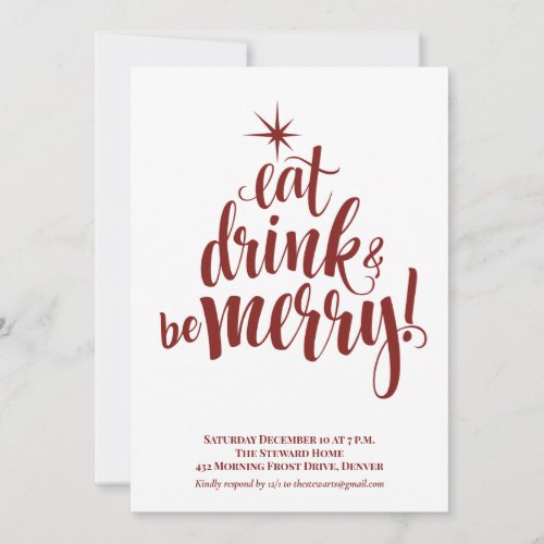 Eat Drink  Be Merry Christmas Party Invitation