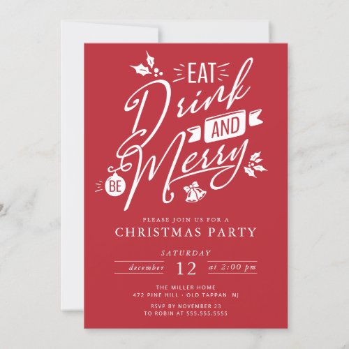 Eat Drink  Be Merry Christmas Party Invitation