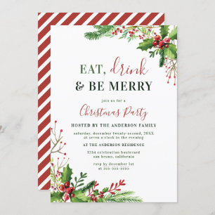 Eat, Drink & Be Merry Christmas Party Invitation