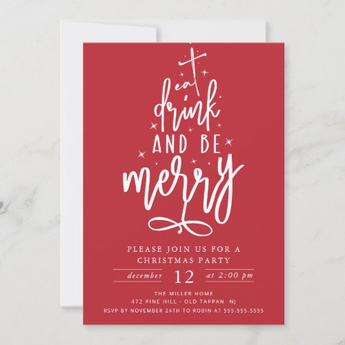 Eat Drink  Be Merry Christmas Party Invitation