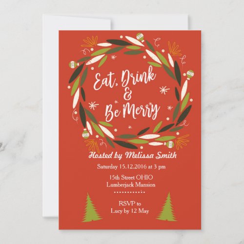 Eat Drink  Be Merry Christmas Party invitation