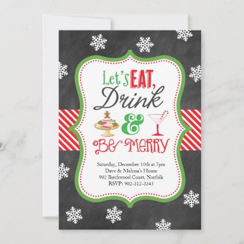 Eat Drink Be Merry Christmas Party Invitation