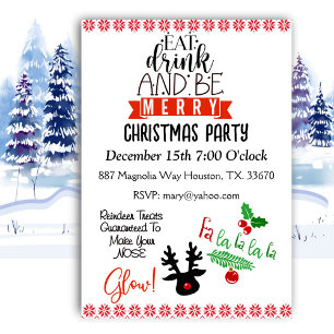 Eat Drink Be Merry Christmas Party Invitation