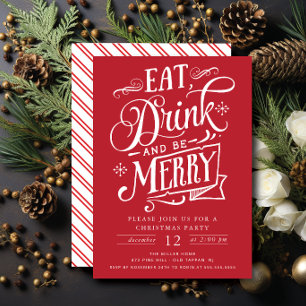 Eat Drink & Be Merry Christmas Party Invitation